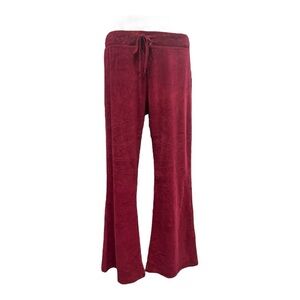 Y2K Central Park Burgundy Velour Low Rise Flare Pants XL Vintage Boho‎ Chic NWT
